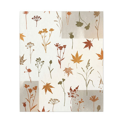 Autumn Dried Flowers Japanese Pattern Canvas Art | Elegant Decor