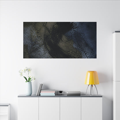 Shibui Ink Brushstroke Canvas Art - Dark Japandi Dark Texture