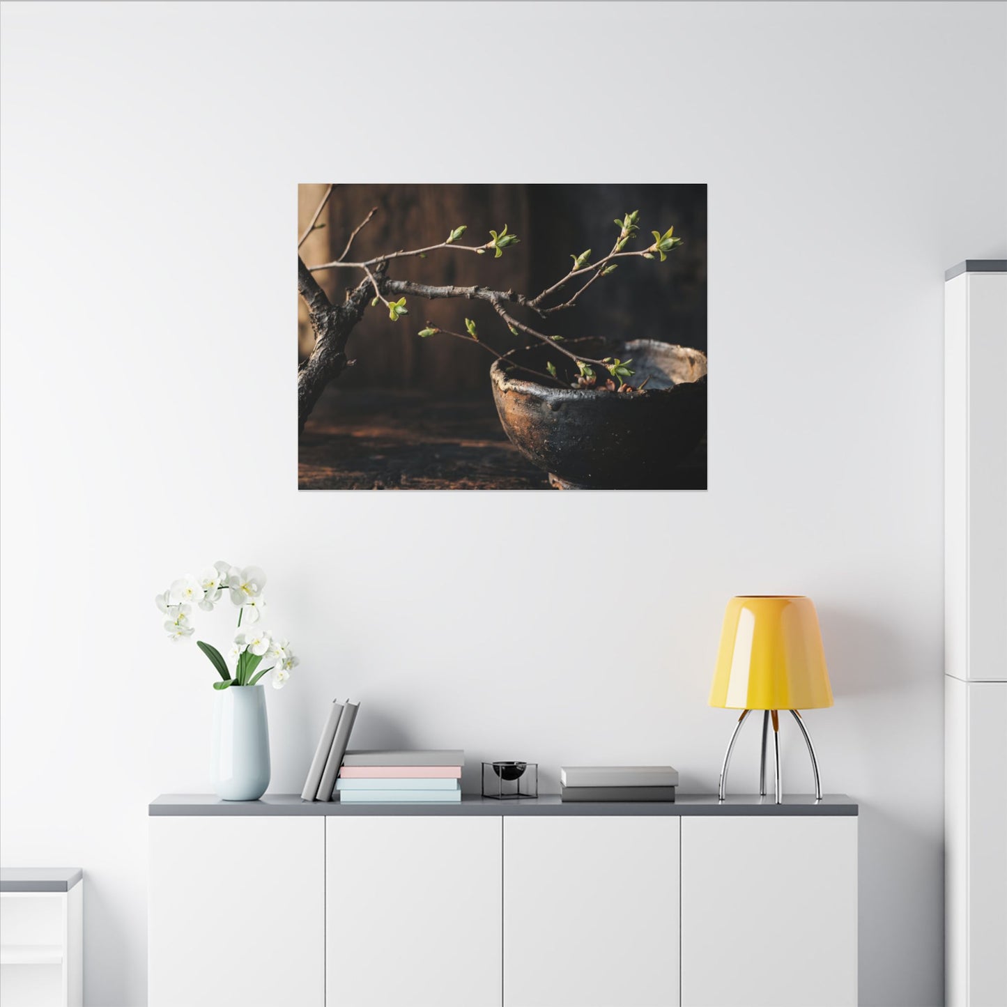 Spring Ceramic Bowl Moody Minimal Canvas Art | Atmospheric Decor