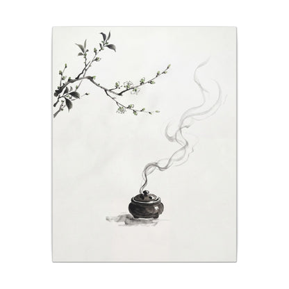 Calm Incense Smoke Canvas Art - Sumi E Zen