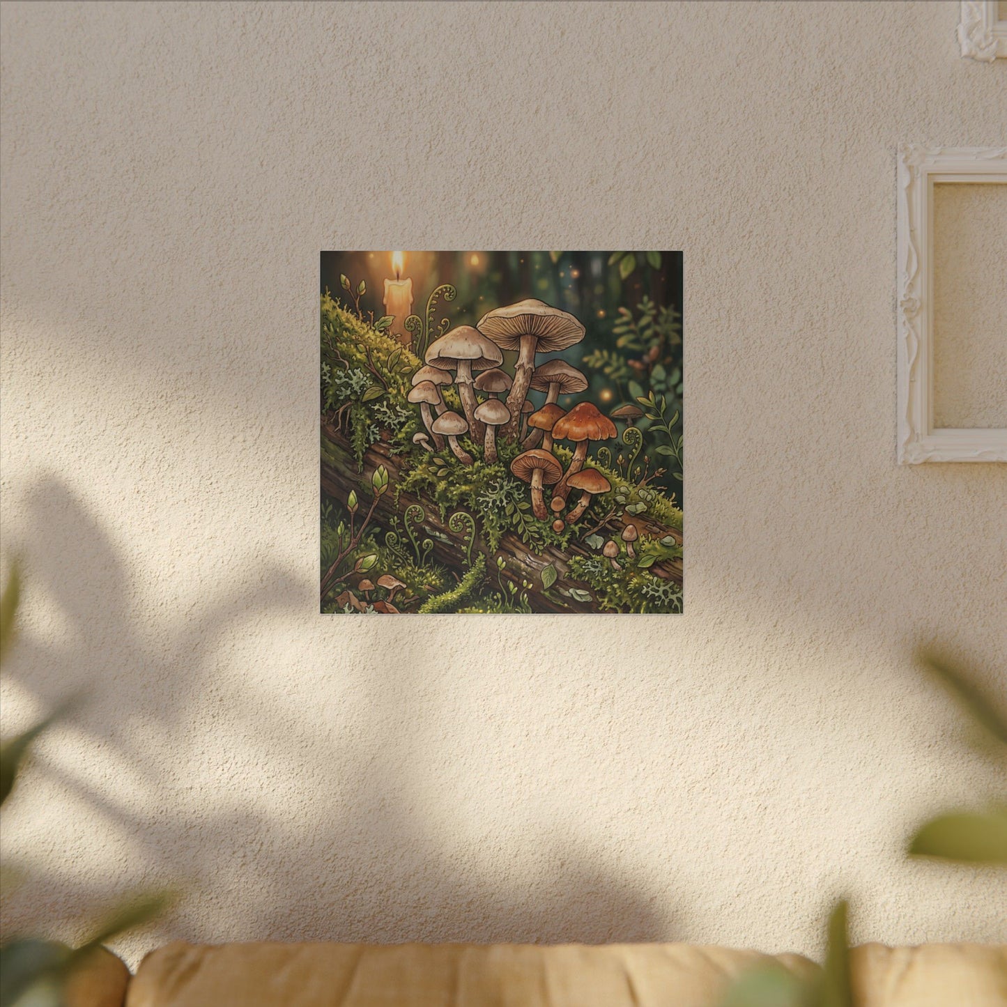 Spring Wild Mushrooms Herbarium Canvas Art | Rustic Decor