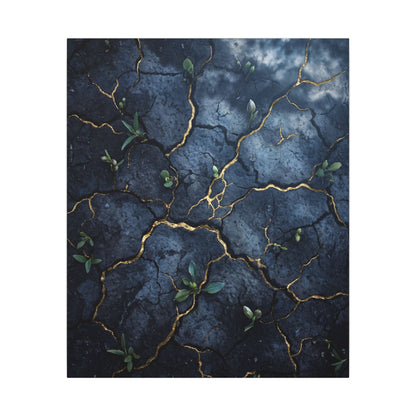 Cracked Earth Spring Canvas Art | Kintsugi Healing Design