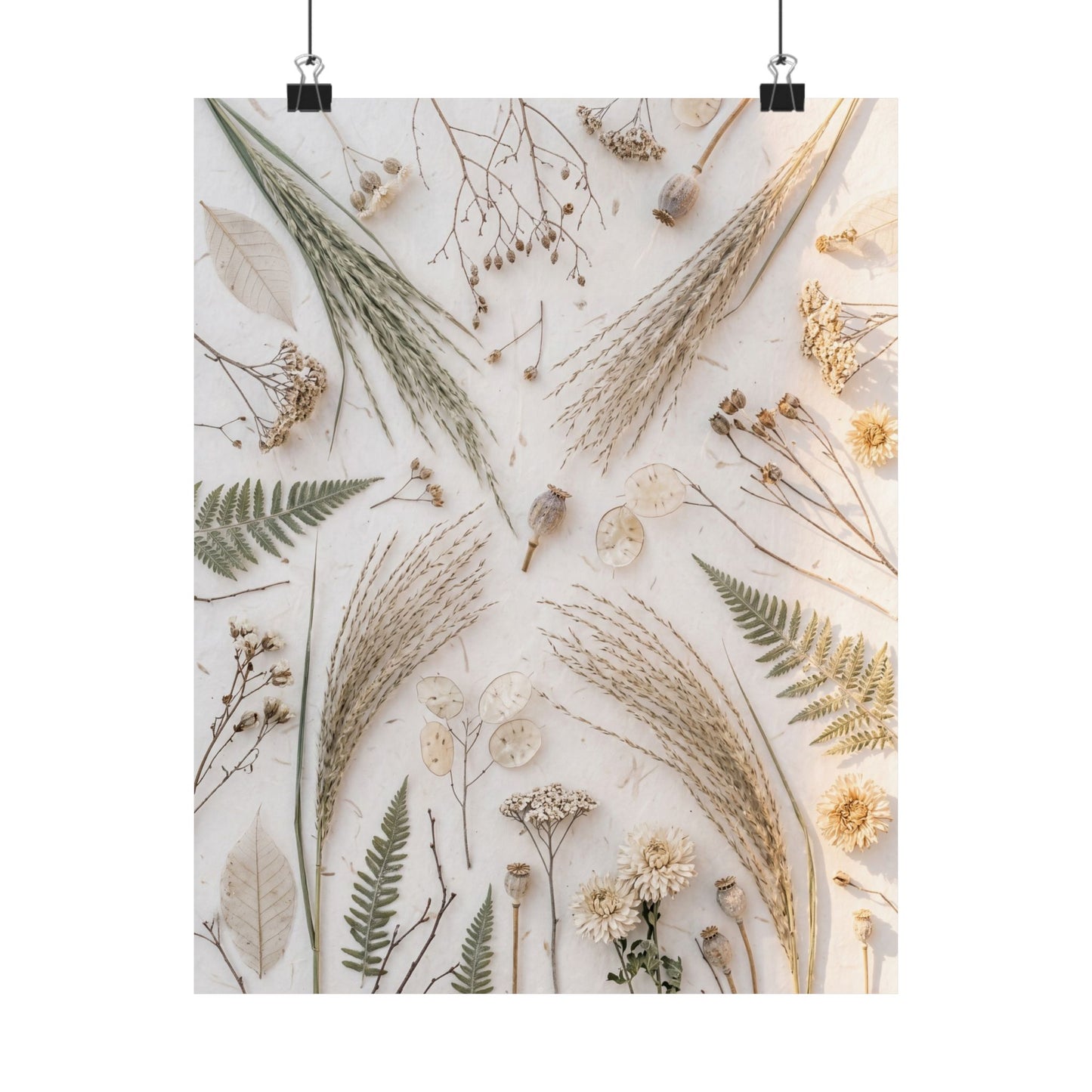 Cozy Dried Flowers Wall Art Print - Japanese Pattern Japandi