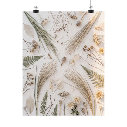 Cozy Dried Flowers Wall Art Print - Japanese Pattern Japandi