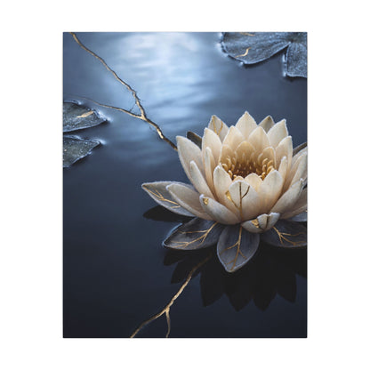 Beautiful Lotus Flower Canvas Art - Gold Vein Kintsugi