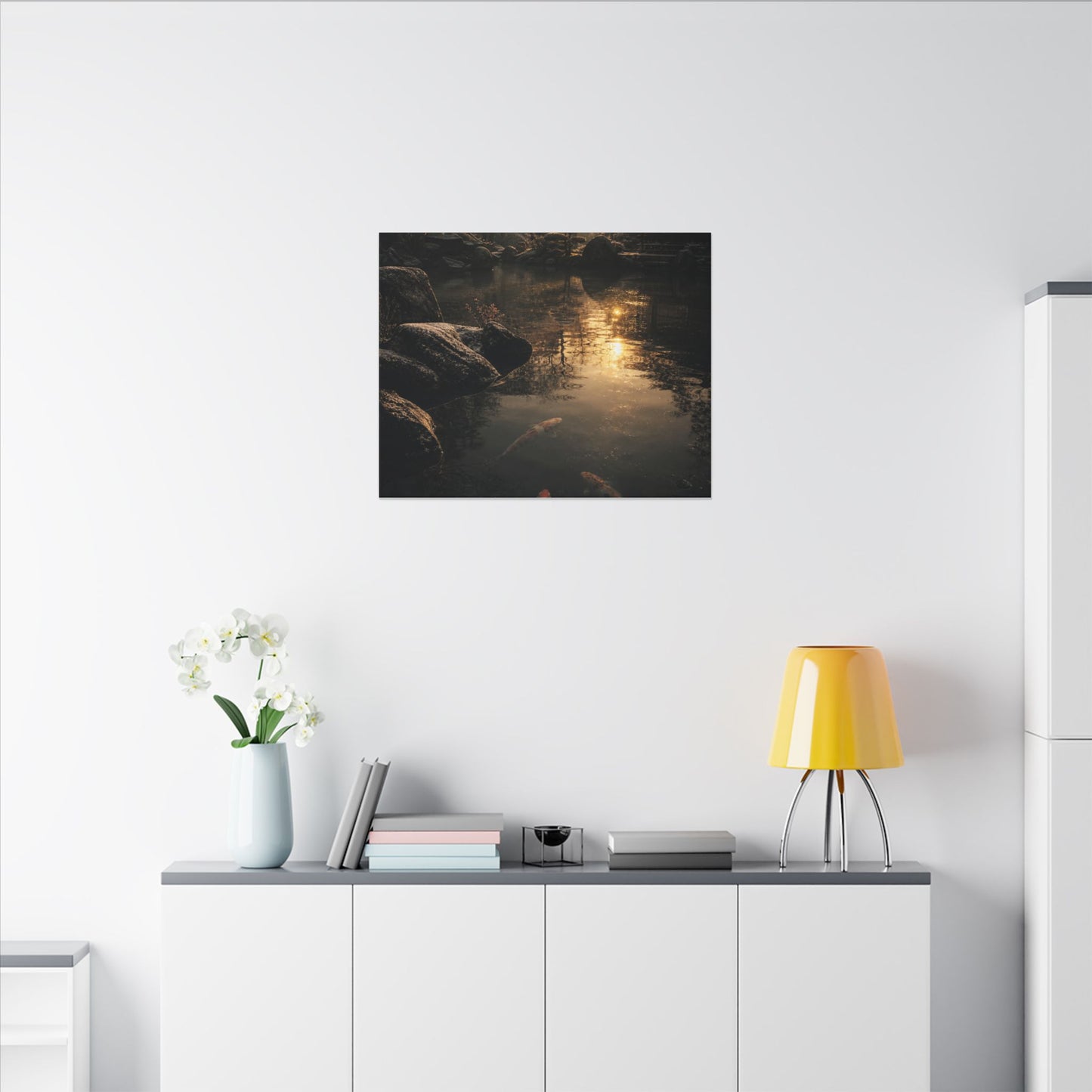 Winter Koi Pond Shadow Zen Canvas Art | Bold Decor