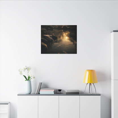 Winter Koi Pond Shadow Zen Canvas Art | Bold Decor