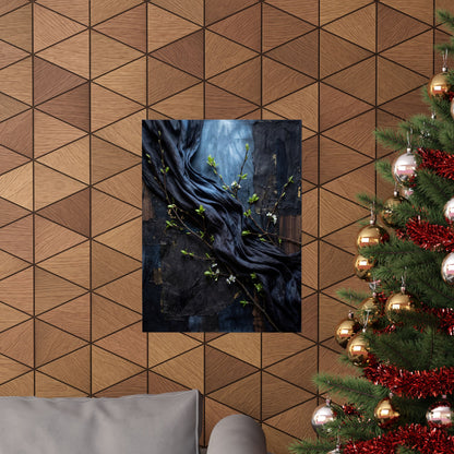 Moonlight Silk Drape Wall Art Print - Dark Japandi Datsuzoku