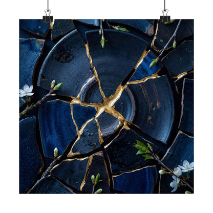 Broken Pottery Spring Wall Art Print | Kintsugi Resilient Design Art Print