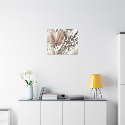 Neutral Dried Flowers Canvas Art - Minimal Line Japandi