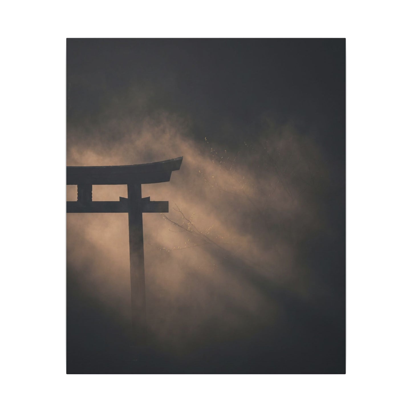 Torii Gate Shadow Zen Canvas Art | Bold Dark Japandi Art