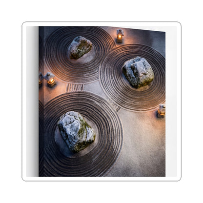 Rock Garden Sticker | Winter Japandi Japanese Pattern Art Art Print