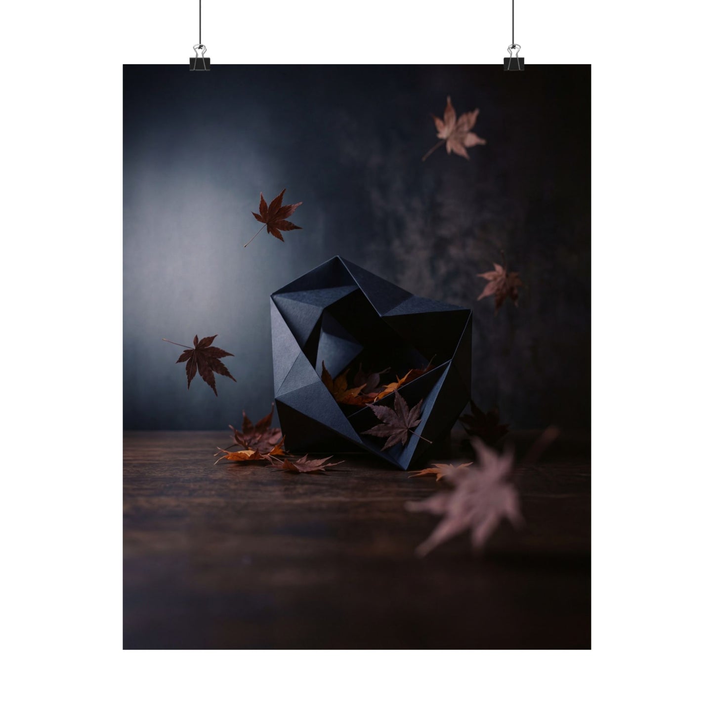 Paper Fold Shadow Zen Wall Art Print | Atmospheric Dark Japandi Art