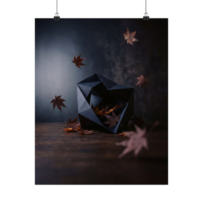 Paper Fold Shadow Zen Wall Art Print | Atmospheric Dark Japandi Art