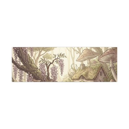 Summer Wisteria Mushroom Illustration Canvas Art | Enchanting Decor