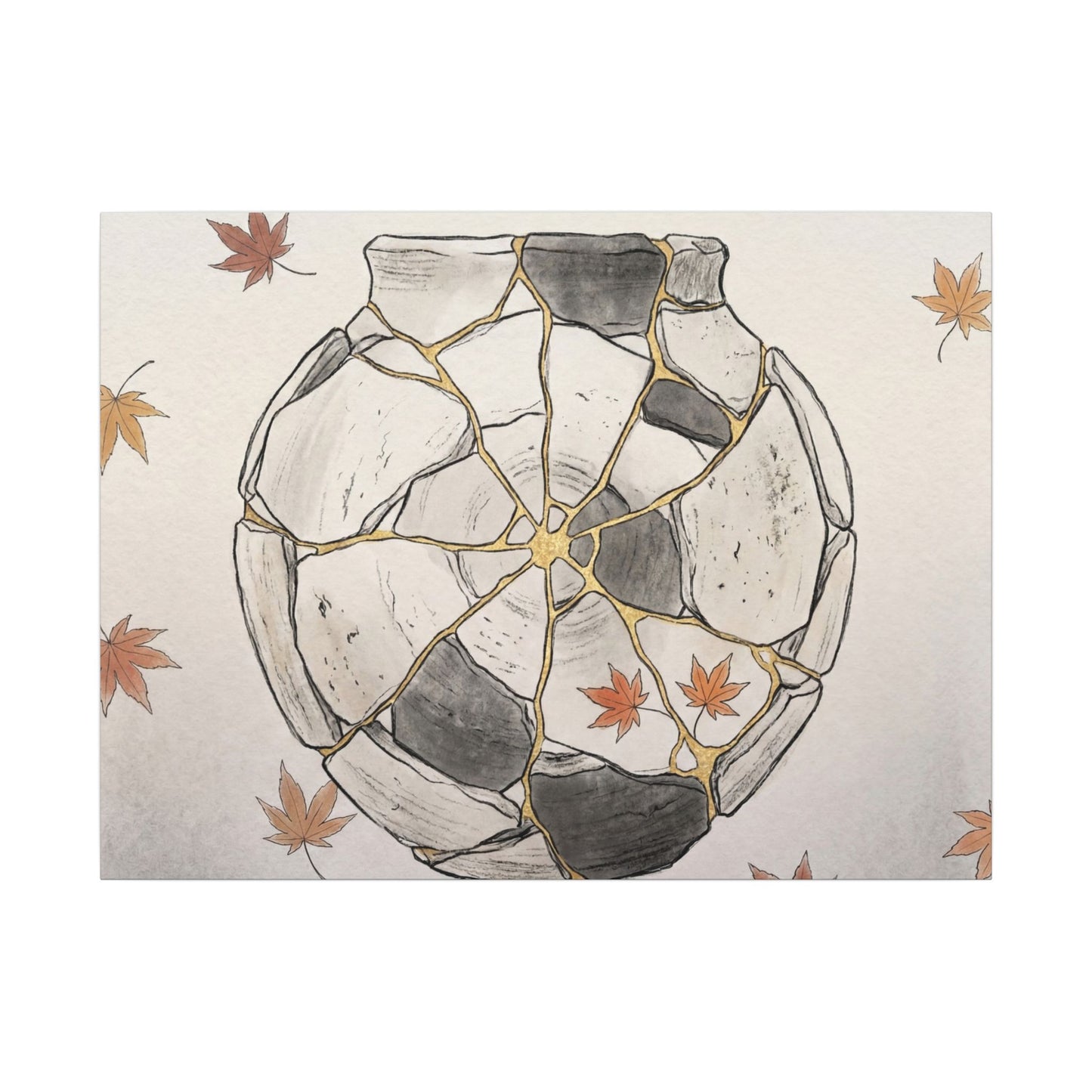 Japandi Broken Pottery in Dawn | Minimal Line Canvas Art Art Print