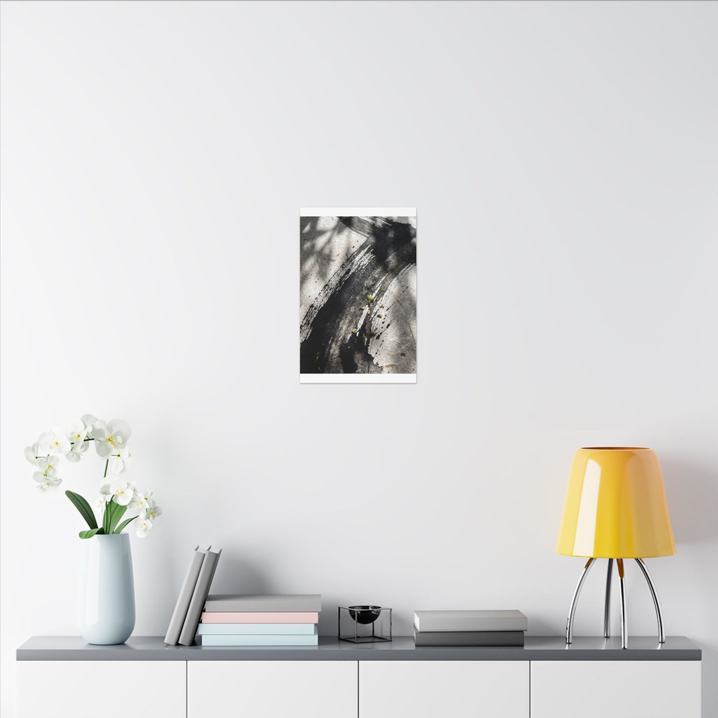 Ink Brushstroke Canvas Art | Spring Dark Japandi Moody Minimal Art