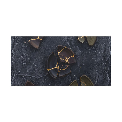 Broken Pottery Canvas Art | Winter Dark Japandi Shadow Zen Art