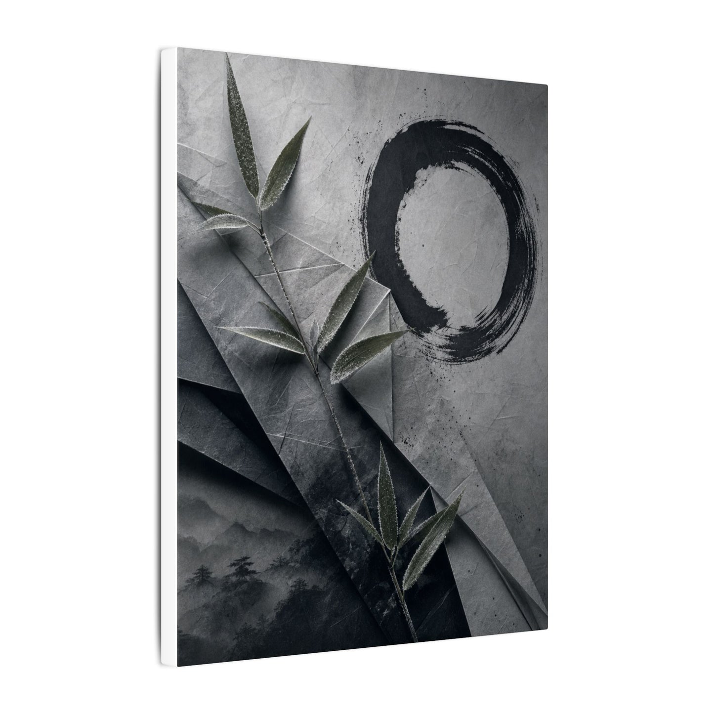 Winter Paper Fold Enso Canvas Art | Serene Decor