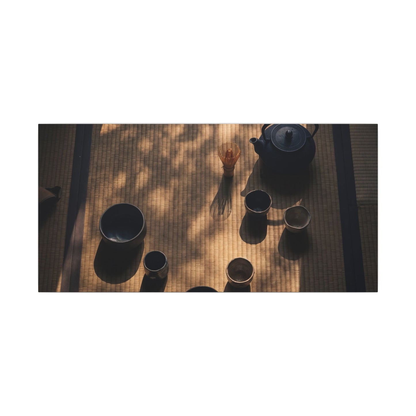 Shibui Tea Ceremony Canvas Art - Dark Japandi Shadow Zen
