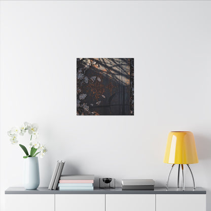 Shibui Rust Patina Canvas Art - Dark Japandi Charcoal Ink