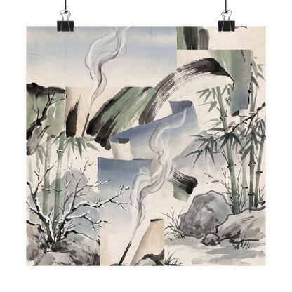 Serene Incense Smoke Wall Art Print - Sumi E Zen