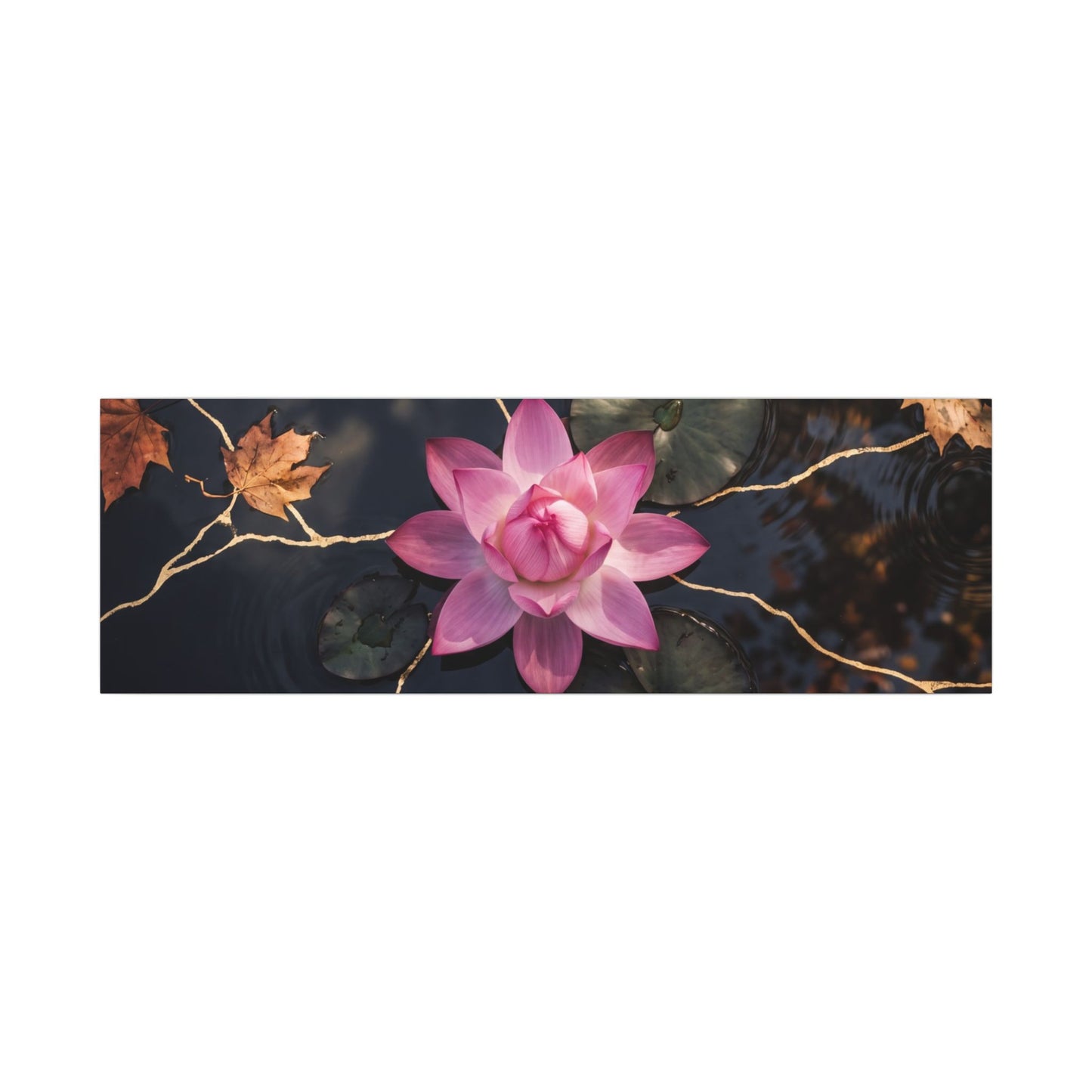 Ma Lotus Flower Canvas Art - Kintsugi Gold Vein