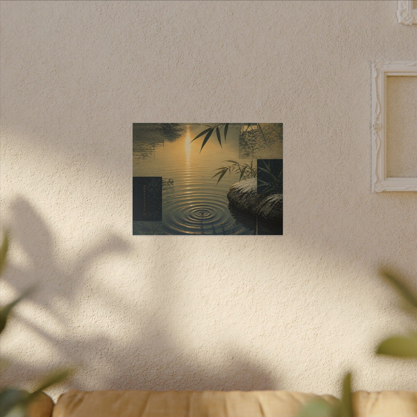 Zen Water Ripple in Golden Hour | Ukiyo E Inspired Canvas Art