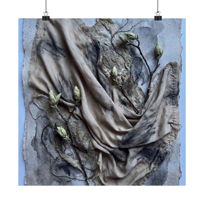 Japandi Silk Drape in Moonlight | Texture Wall Art Print
