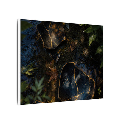 Dark Japandi Broken Pottery in Dappled | Shadow Zen Canvas Art