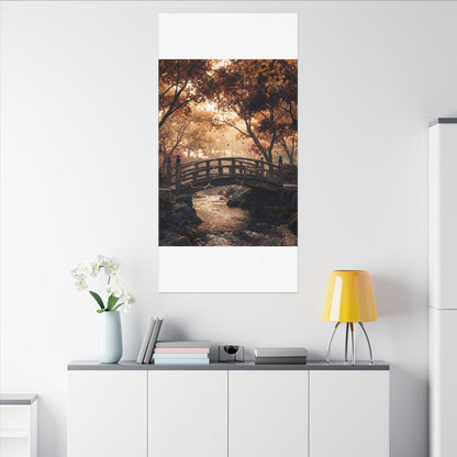 Autumn Wooden Bridge Gold Vein Canvas Art | Resilient Decor