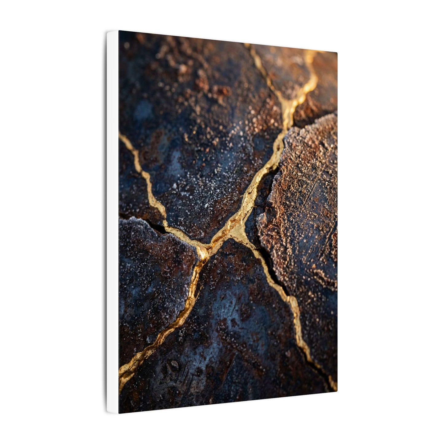 Winter Rust Patina Gold Vein Canvas Art | Resilient Decor