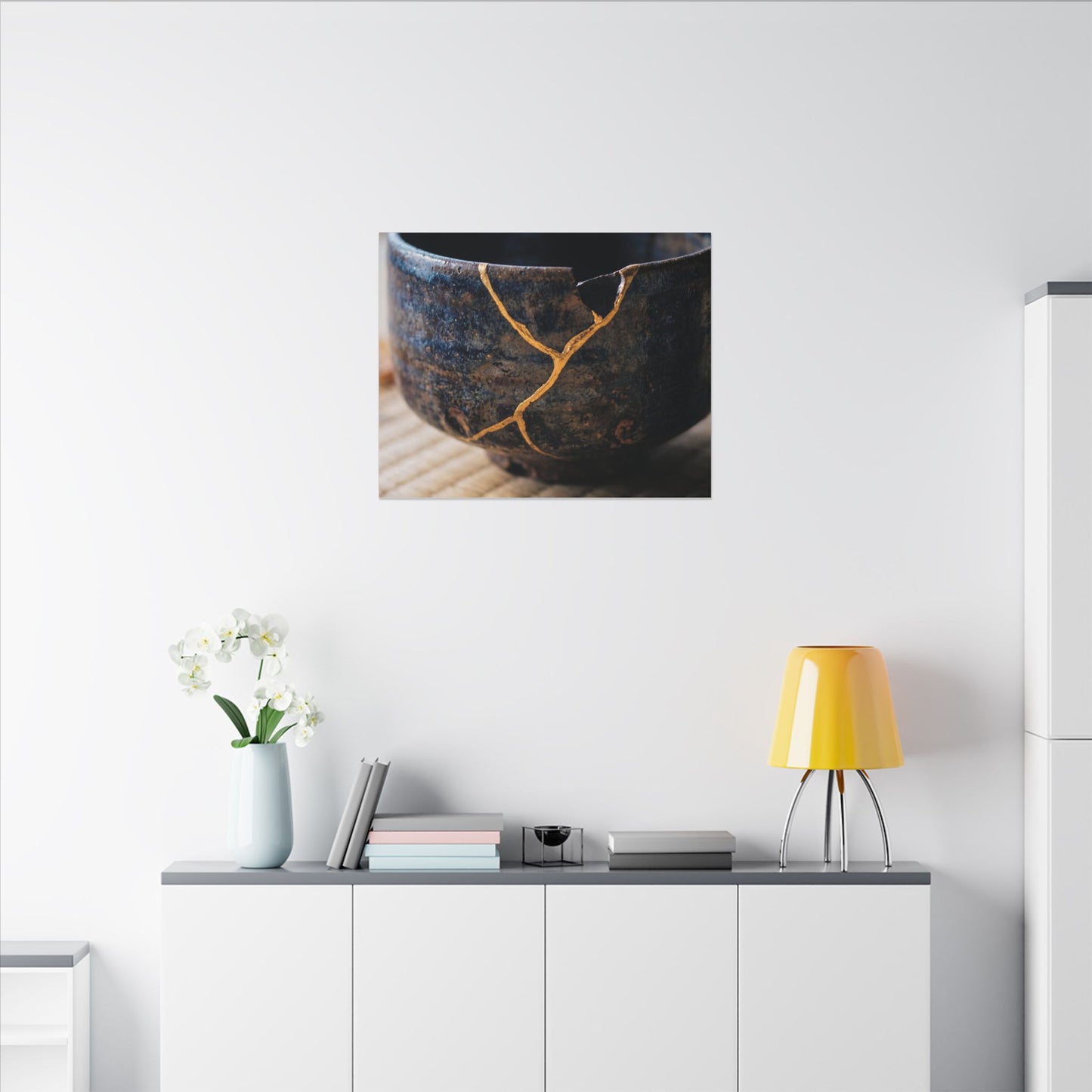 Tea Ceremony Autumn Canvas Art | Kintsugi Healing Design
