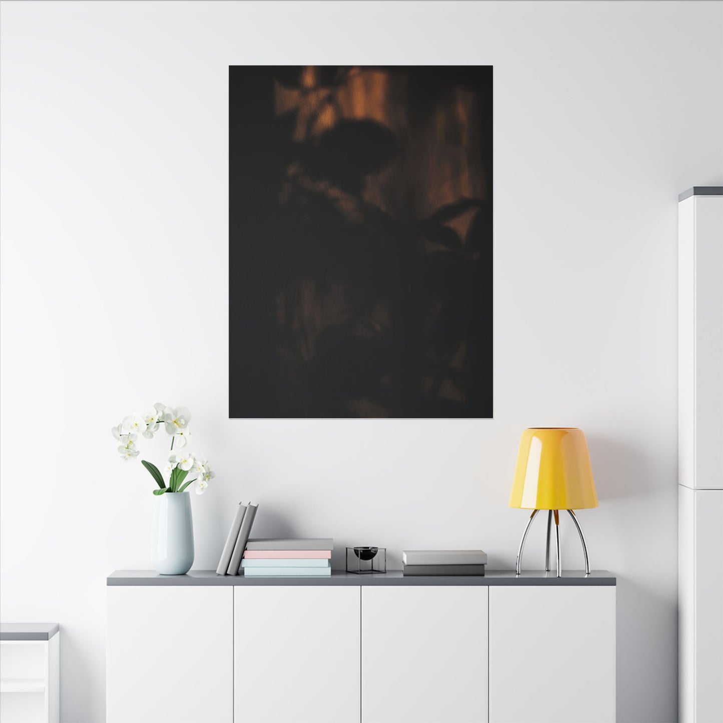 Shadow Play Summer Canvas Art | Dark Japandi Sophisticated Design