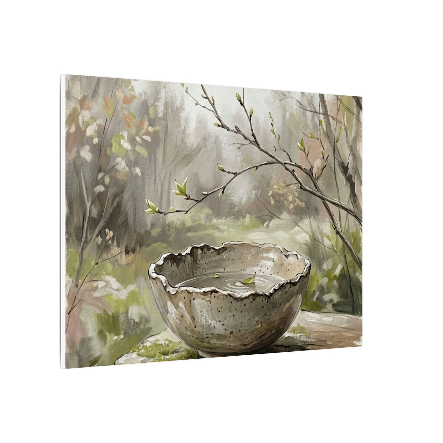 Japandi Ceramic Bowl in Overcast | Minimal Line Canvas Art
