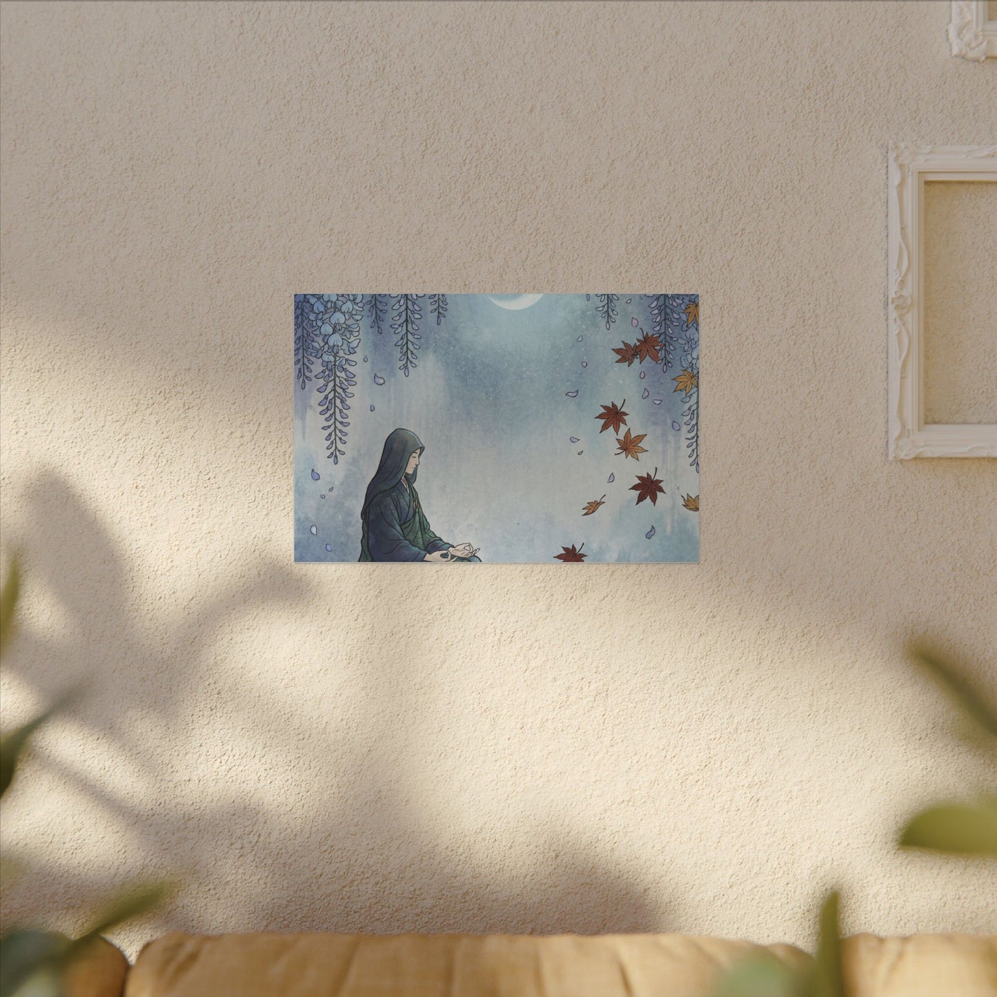 Zen Wisteria in Moonlight | Ukiyo E Inspired Canvas Art