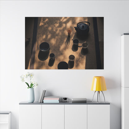 Shibui Tea Ceremony Canvas Art - Dark Japandi Shadow Zen