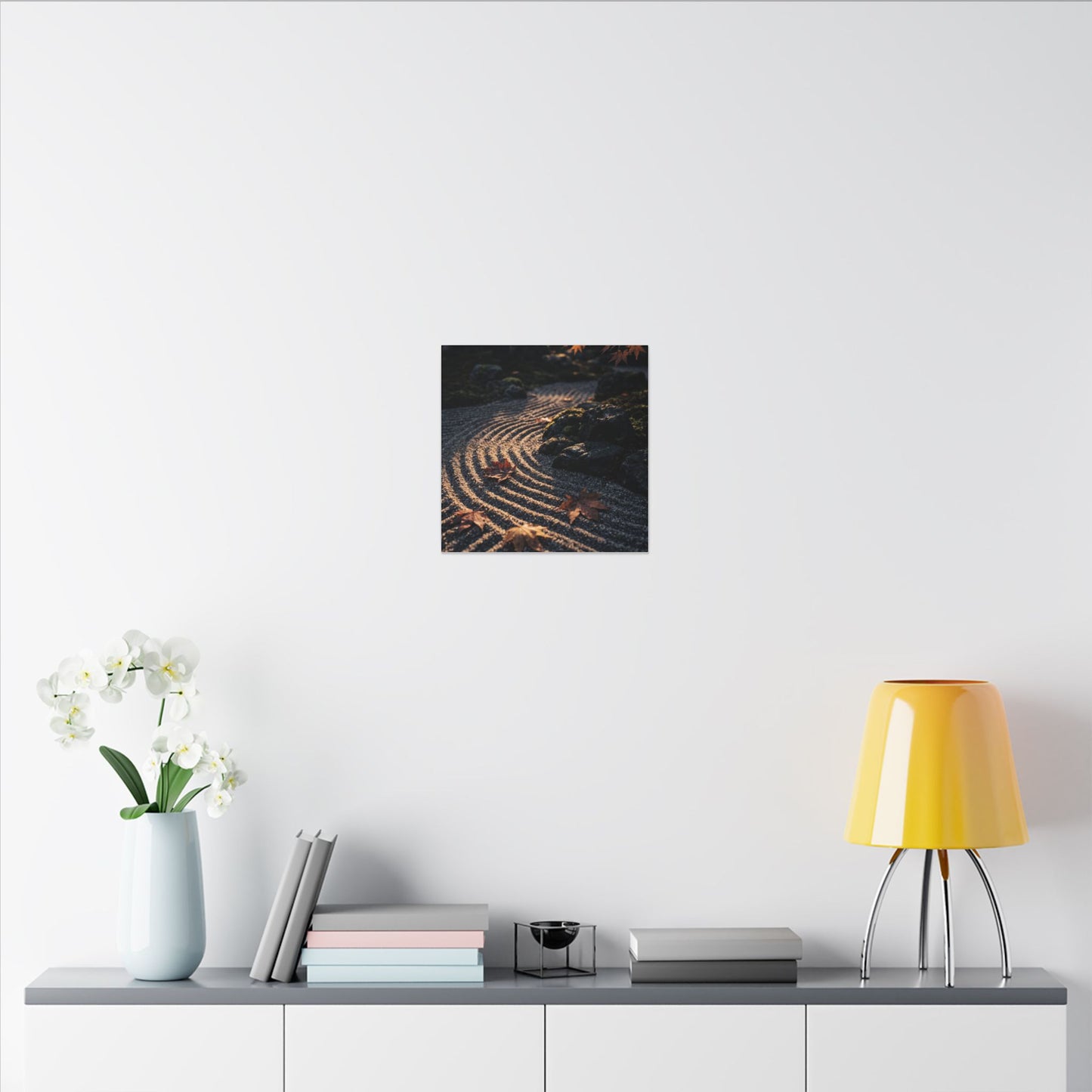 Rock Garden Moody Minimal Canvas Art | Bold Dark Japandi Art