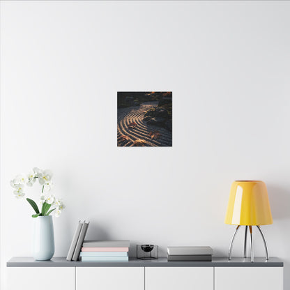 Rock Garden Moody Minimal Canvas Art | Bold Dark Japandi Art