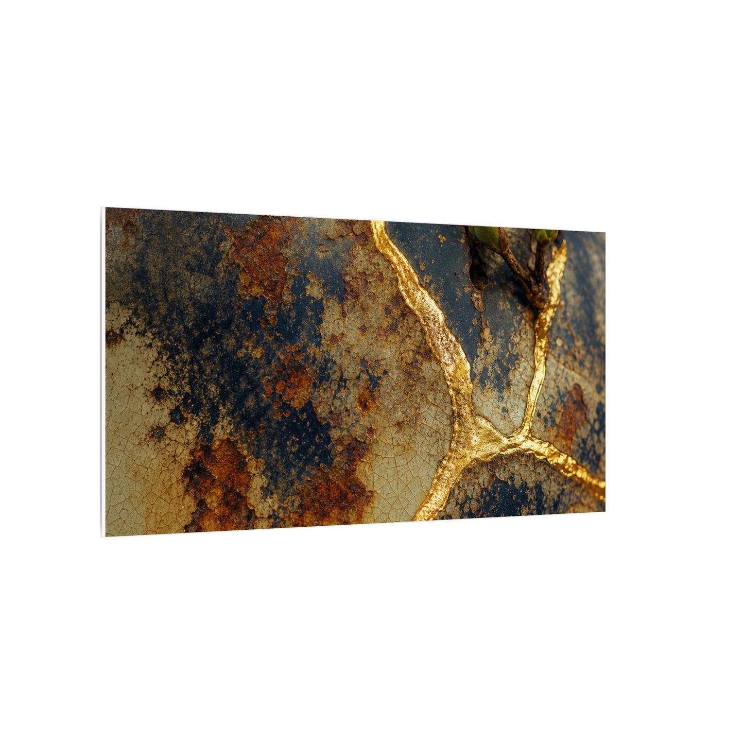 Datsuzoku Rust Patina Canvas Art - Kintsugi Crackle Gold
