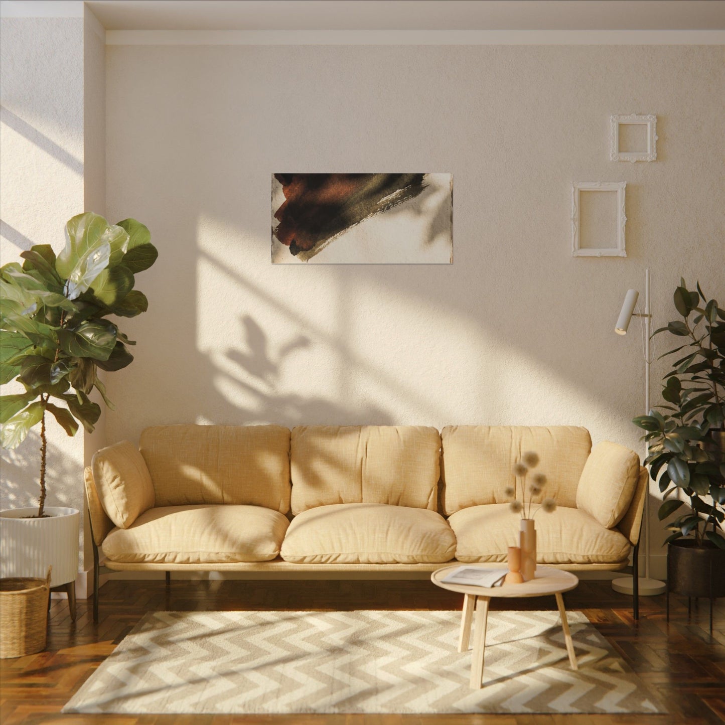 Ink Brushstroke Canvas Art | Summer Dark Japandi Moody Minimal Art