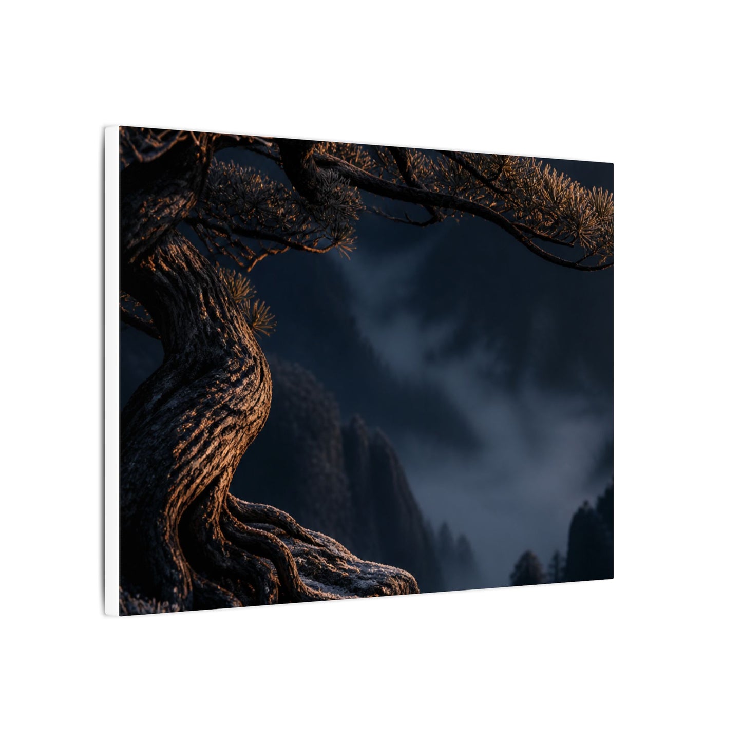 Bold Pine Tree Canvas Art - Shadow Zen Dark Japandi