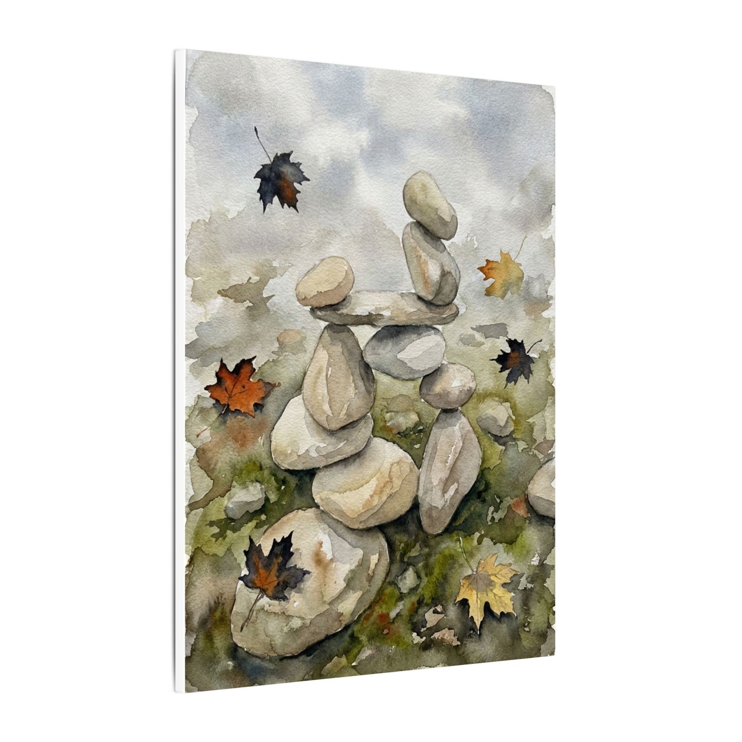 Overcast River Stones Canvas Art - Japandi Fukinsei