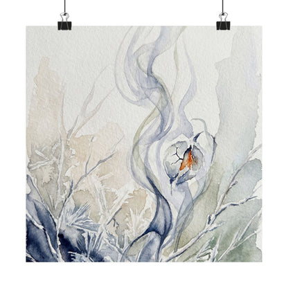 Incense Smoke Watercolor Wall Art Print | Elegant Japandi Art Art Print