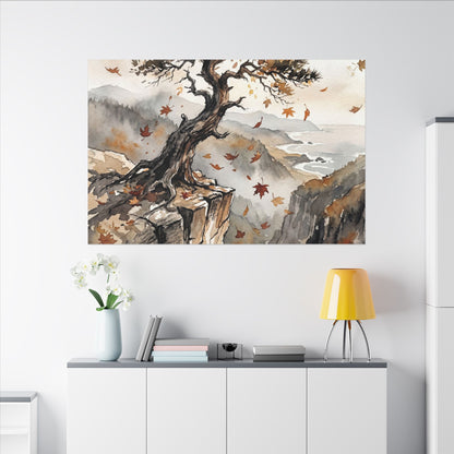Autumn Pine Tree Watercolor Canvas Art | Warm Decor