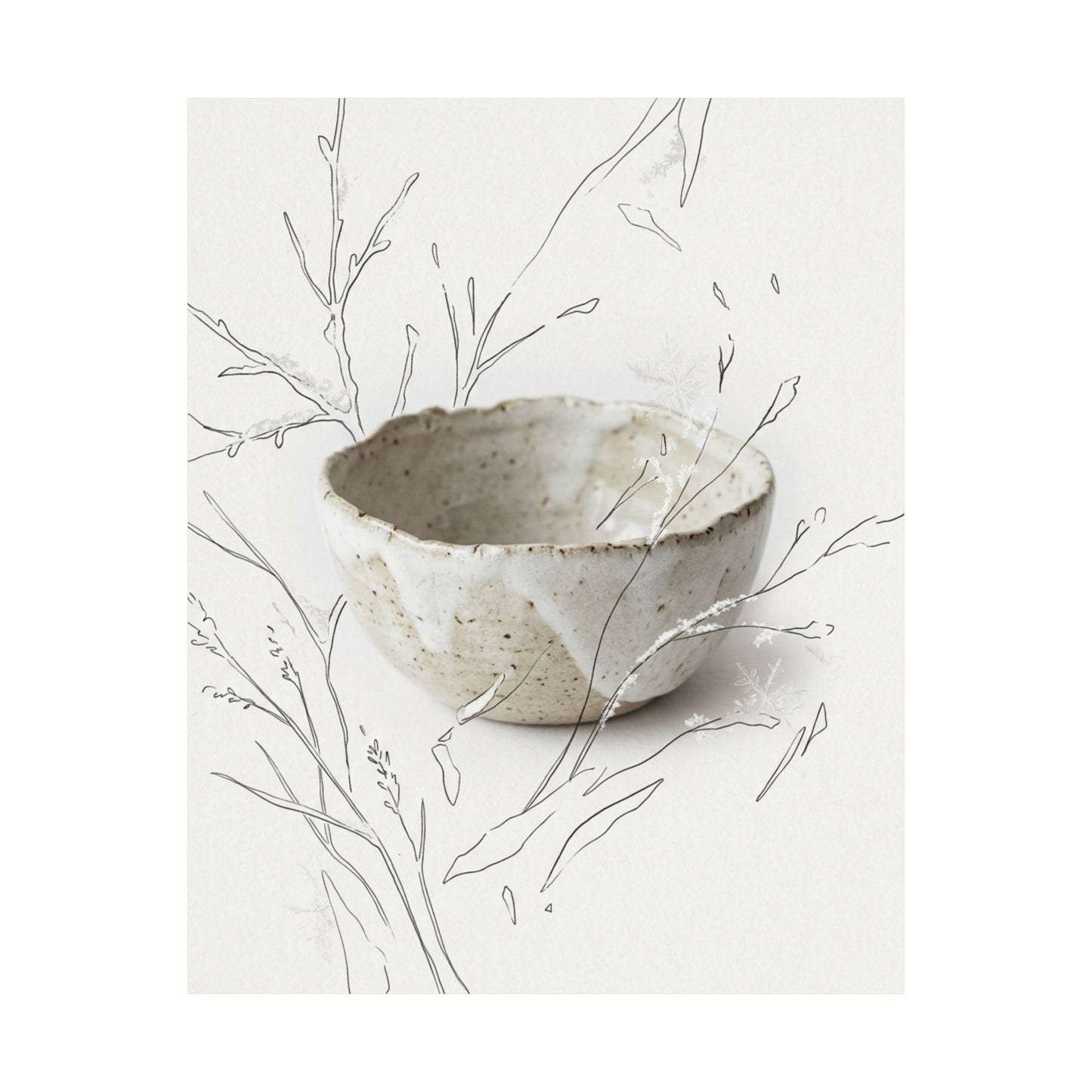 Japandi Ceramic Bowl in Overcast | Minimal Line Wall Art Print