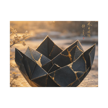 Kintsugi Paper Fold in Golden Hour | Gold Repair Canvas Art