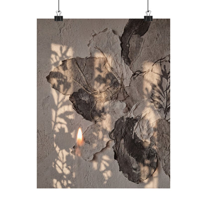 Japandi Shadow Play in Candlelight | Texture Wall Art Print Art Print