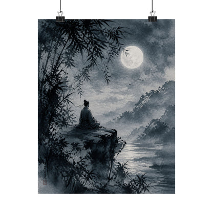 Serene Ink Brushstroke Wall Art Print - Sumi E Zen