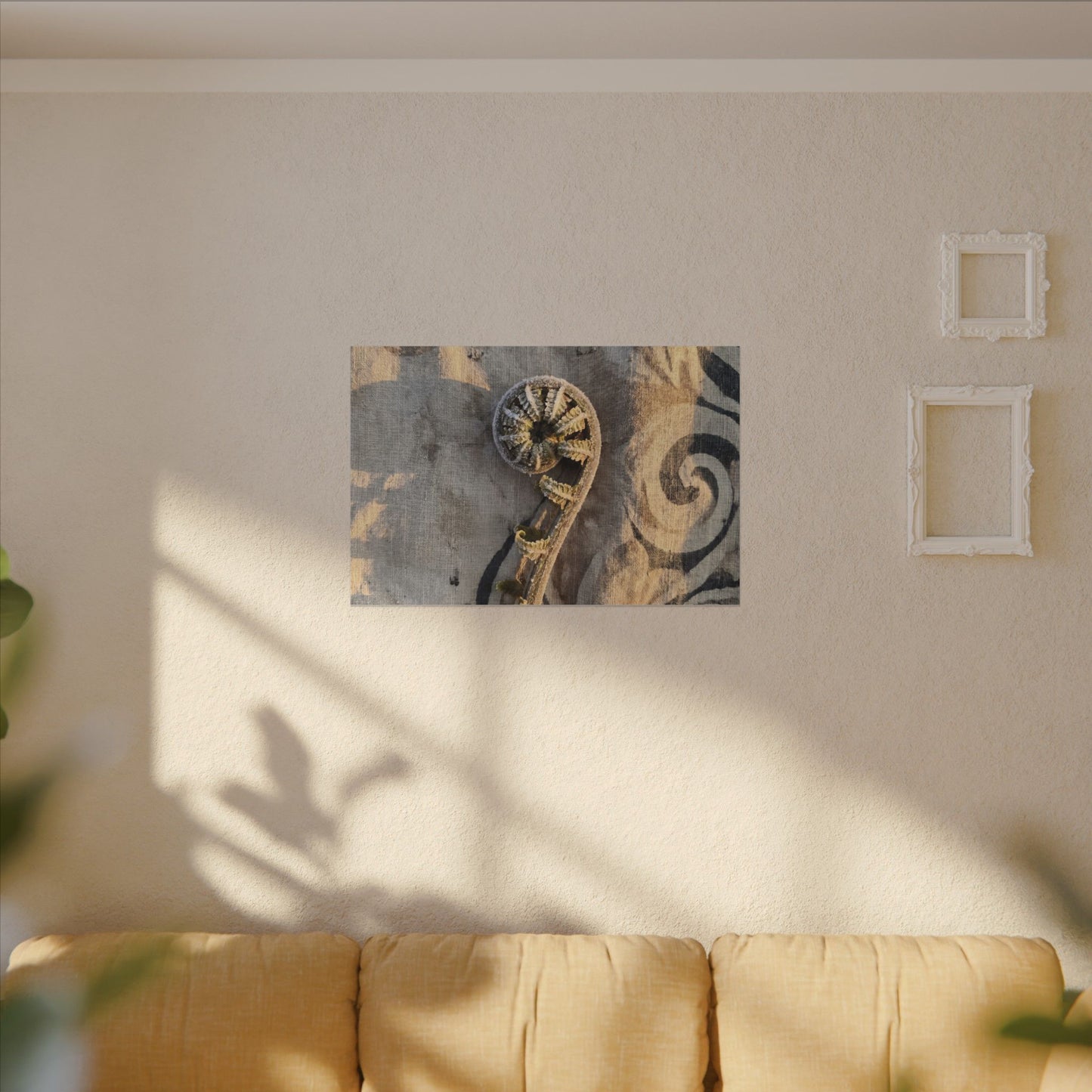 Fern Unfurling Canvas Art | Winter Japandi Japanese Pattern Art